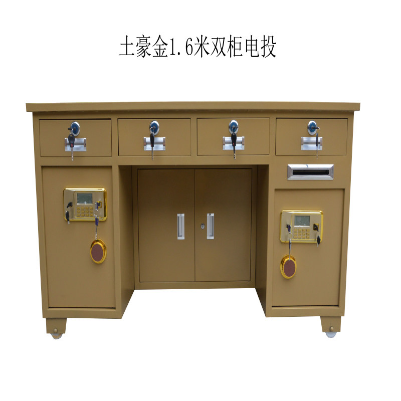 All-steel insurance and anti-theft financial desk with safe box integrated desk electronic fingerprint password cashier desk