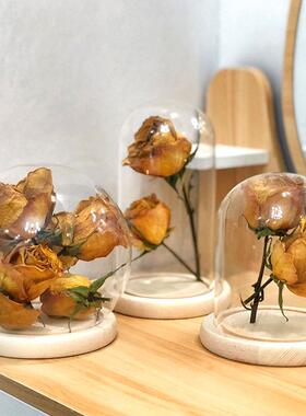 永生花松木永生花玻璃罩模型人偶黏土收纳模型防尘景观罩饰品摆件