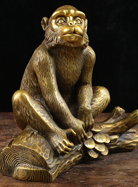皇轩 招财铜猴子摆件小十二生肖金属猴可爱家居装饰品摆设