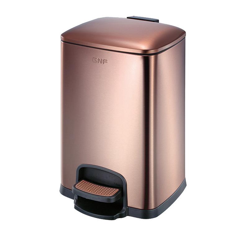 时尚欧式房间桶脚踏酒店家用方形不锈钢垃圾桶8升12升15升20升 - 图2