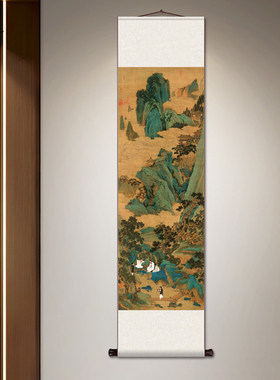 文征明品茶图听琴图仿古山水名家字画书房茶室茶楼挂画办公室走廊