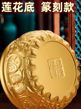纯铜聚宝盆摆件招财聚财家u用存钱罐黄铜米缸八方来财店铺开业礼