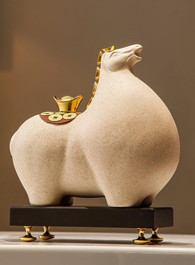 马上有钱摆件陶瓷招财办公室领导高档装饰酒柜工N艺礼品摆饰新店