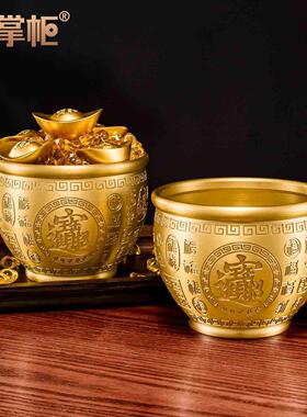 黄铜米缸聚宝盆招财聚财百福铜缸大号家居店铺存钱罐八方来财摆件