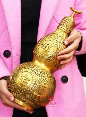 铜葫芦开盖铜葫芦 铜葫芦摆件家居客厅玄关摆设 铜百福葫芦摆件