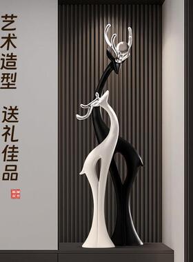 福鹿摆件高档轻奢客厅落地壁龛电视柜玄关装饰品搬家乔迁新居礼品
