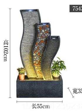 高档缸客厅家用型落地欧式装饰水造景创意花鱼盆流喷泉招财风水摆