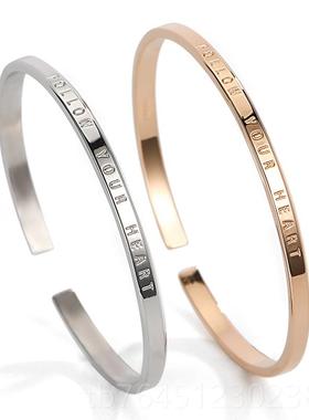 高档纯银简约手潮镯男流抖音 男士计银手镯手链i韩版潮男ns小众设