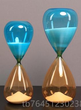 高档北欧简玻约彩色璃沙意漏计时器摆件客厅酒柜电创视柜办公室装