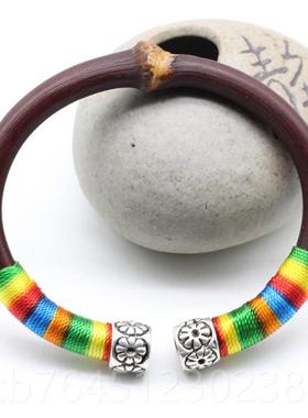 高档天记藤藏银鸡血藤手镯 西藏银配饰男藤女款有款节无节情侣款