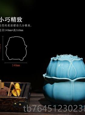 高档桌面陶流水摆小喷泉厅招财禅意件办公室风水轮加湿瓷器创意客