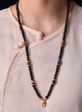 天然金曜石珠链吊坠挂绳黑曜石项链玉坠玉佩翡翠玉石挂坠绳男女