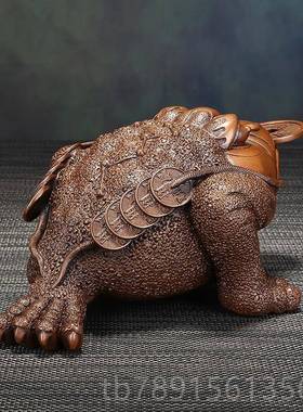 高档三足金蟾摆件蟾蜍新中家铜居办公室装饰式品公司乔迁开业礼紫