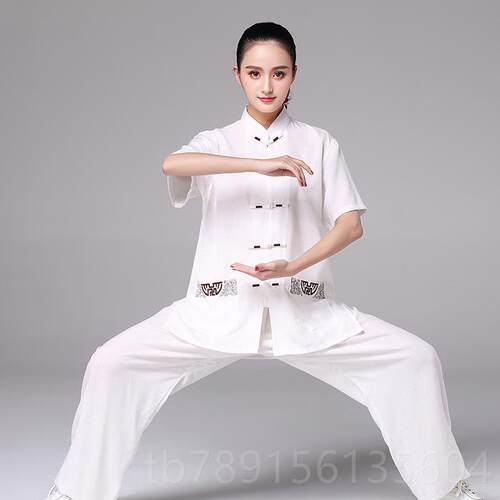 高档太服男夏季棉麻 夏风季短袖中女老极年武术服 中国中年春秋练 - 图0