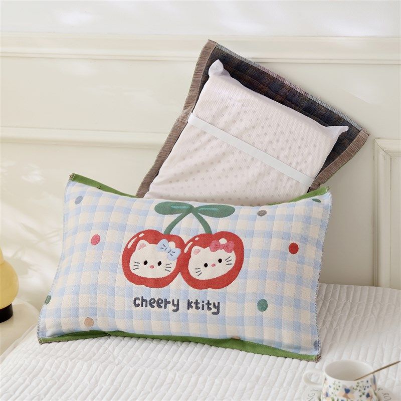 纯棉八层纱布枕巾儿童家用柔软透气全棉卡通J宝宝枕头盖巾40*60cm,淘宝优惠券,粉丝福利购,淘宝优惠卷