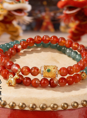 南红玛瑙手串红色马上有钱手链