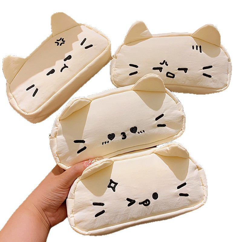 Original expression cat pencil case, cute and cute pencil case, large