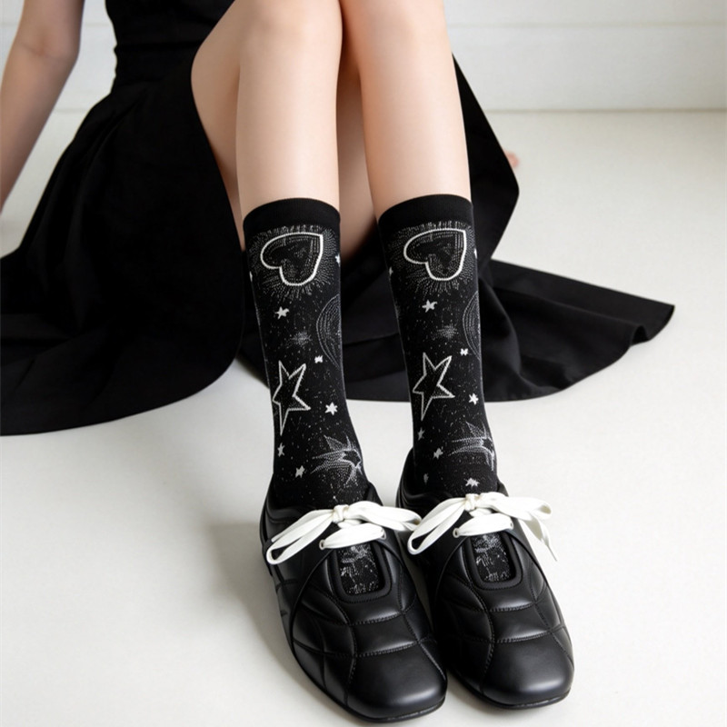 Stories under the Boots Mulberry Silk Heavy Industry Thin Mid-calf Socks Korean Style Fashion Socks