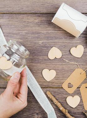 未完成的木质心形木片工艺品婚礼装饰氛围挂件情人节心形装饰品