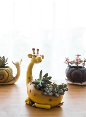 动物花盆创意可爱花园阳台装饰树脂青蛙蜗牛园艺多肉植物花盆装饰