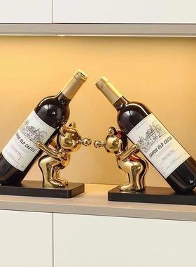 轻奢高档暴力熊红酒架摆件酒柜电视柜客厅玄关餐边柜博古架装饰品