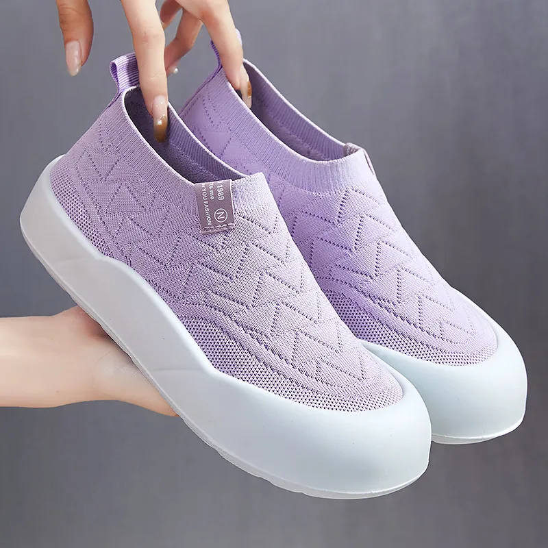 女鞋休闲鞋百搭时尚女单鞋软底舒适护士鞋一脚蹬妈妈鞋透气飞织鞋,淘宝优惠券,粉丝福利购,淘宝优惠卷
