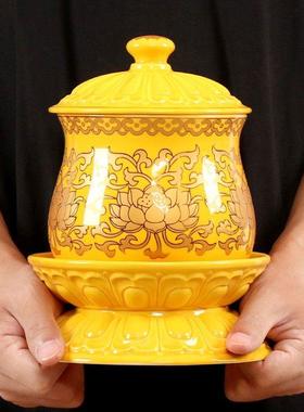 特大号佛字供水杯陶瓷净水杯家用寺庙佛前供水杯神台供奉水杯摆件