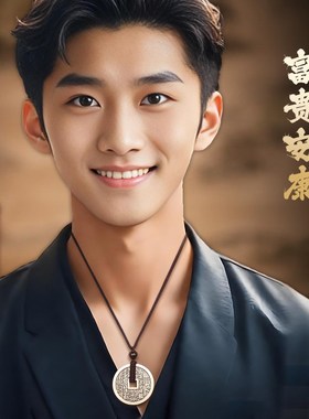 道家山鬼花钱纯黄铜钥匙扣t挂件铜钱吊坠真品后天八卦汽车挂饰男