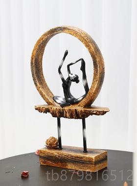 高档中式意艺瑜伽莲创花树脂摆件家新居家饰装饰品工品现代客厅样