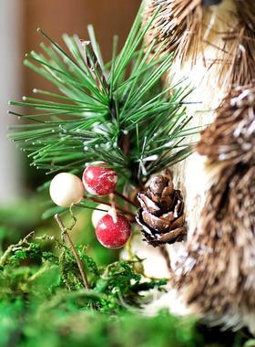 JK慕空间 手工草编圣诞节呆萌松鼠装饰摆件 花园庭院阳台装饰挂件