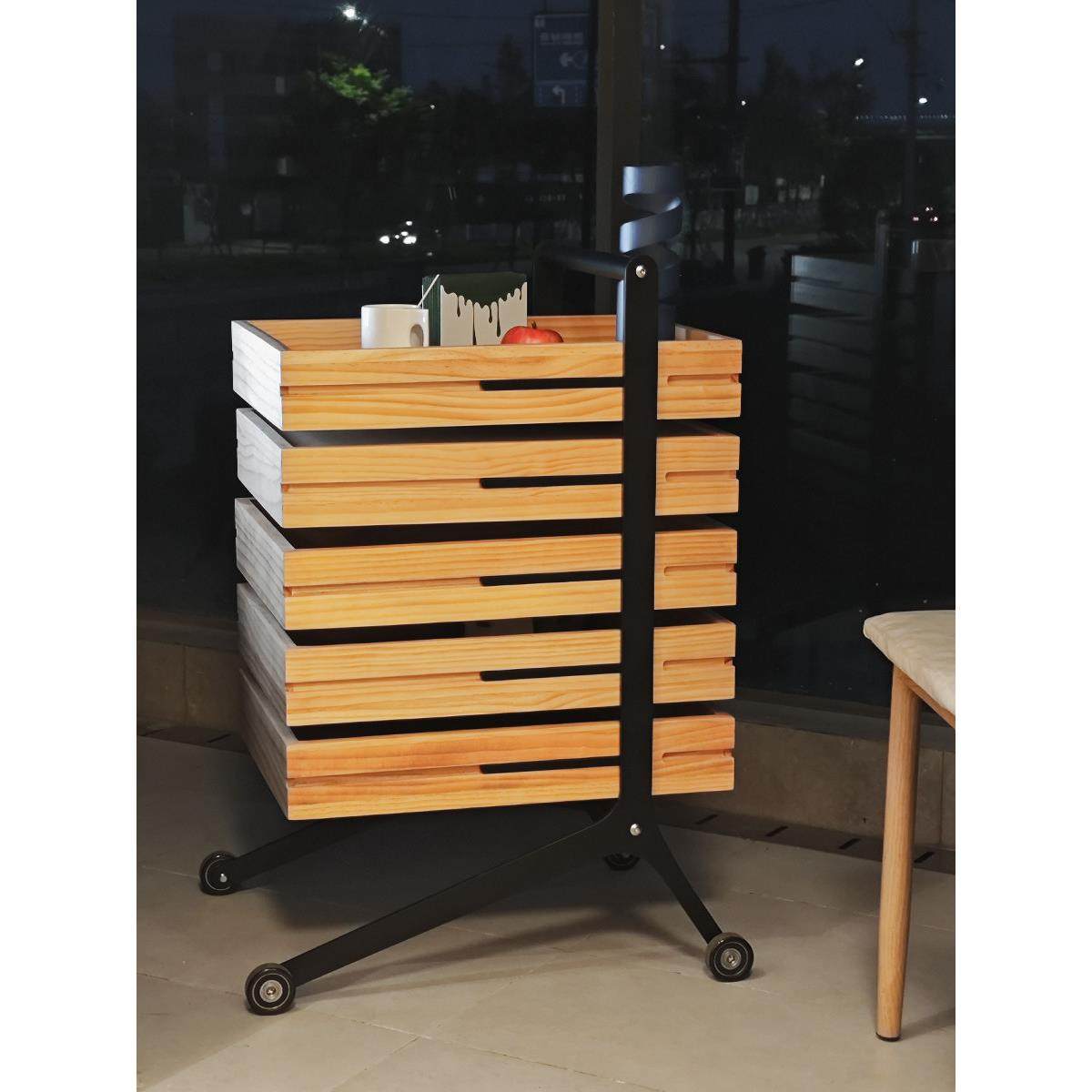 边几移动小推车茶几实木中古边柜收纳沙发侘寂风边桌置物架易家居,淘宝优惠券,粉丝福利购,淘宝优惠卷