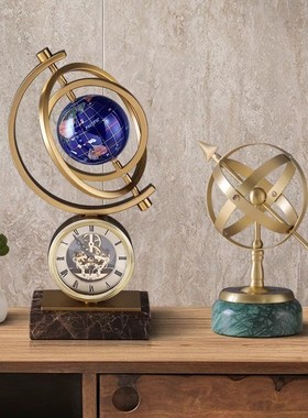 轻奢地球仪摆件高档客厅酒柜办公室桌面装饰品大理石开业乔迁礼物