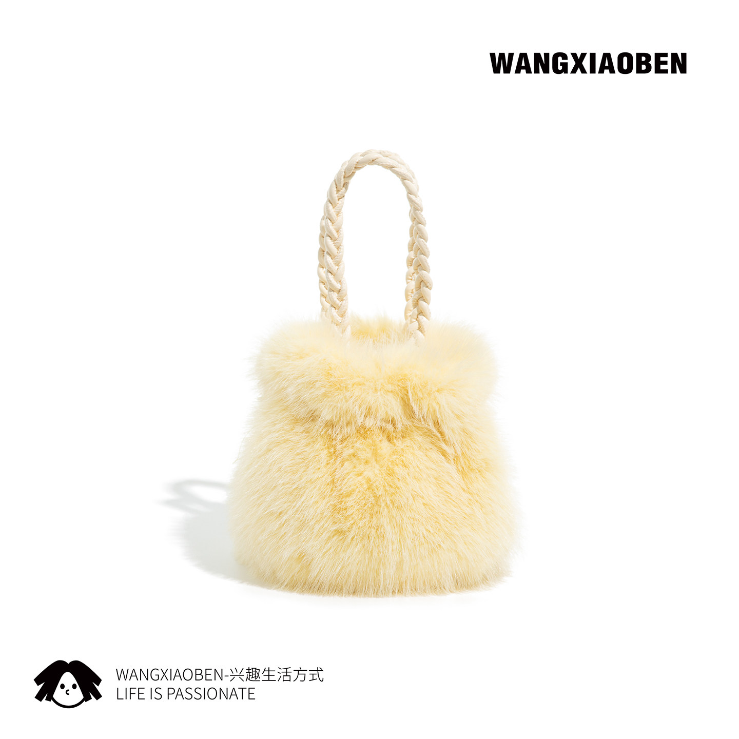 WANGXIAOBEN原创新款秋冬蓬松画筒女款时尚水桶包手提包CD2011618 - 图0