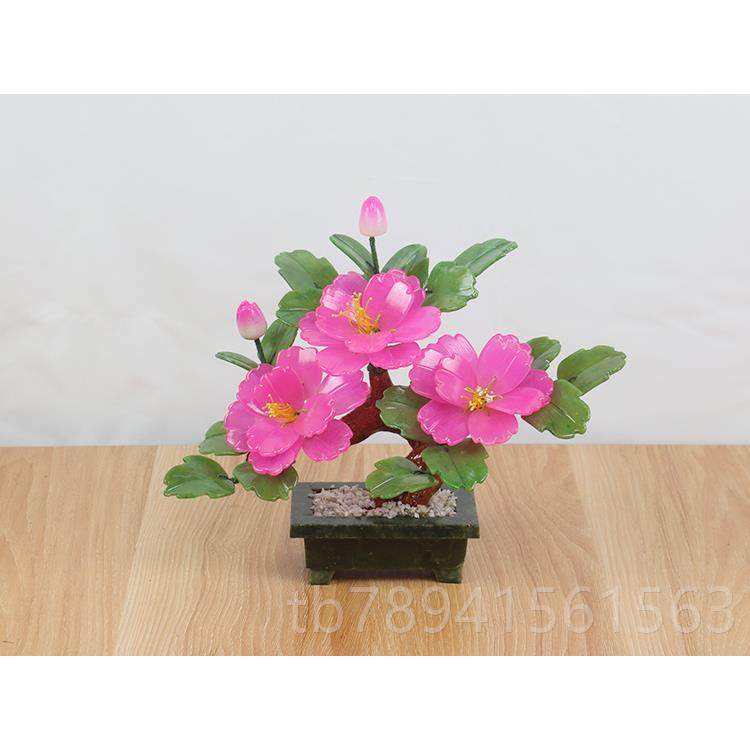 高档天然玉牡丹花盆玉景关摆件家居石家饰客厅电视柜玄新中式雕工,淘宝优惠券,粉丝福利购,淘宝优惠卷