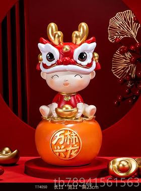 高档国潮创招礼品醒摆件客厅财办狮公室桌面装饰品文舞狮乔迁开业