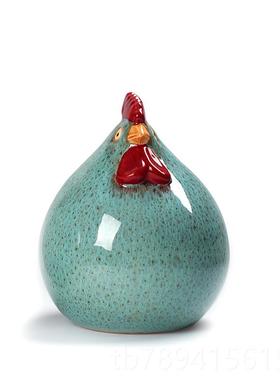 高档美式园家件居瓷胖胖鸡摆吉祥礼品陶瓷对鸡家陶居饰品 新品田