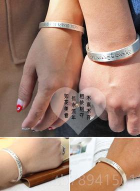 高档工古法手纯银手镯情女999足银开口复古侣首饰品男约简实心宽