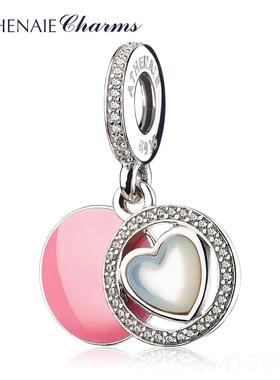 高档粉手爱色心925银时链女韩版简约个性尚手镯情侣送女友生日礼