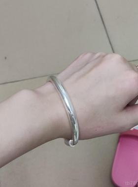 高档足银999面银手镯女实心纯光丝绕足银大人宝宝款手工定制民族