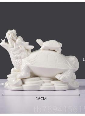 高档陶摆瓷设母子龙头工艺品现代中式家龟酒柜居风水摆件电视柜装