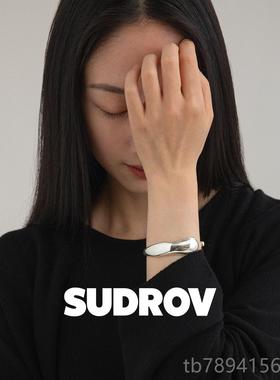 高档手SUDROV素觉镯 简9约不规则设计高级感25子银轻奢时尚银镯女