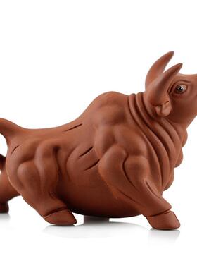 慈源正堂景德镇陶瓷牛饰品办公室红紫砂茶宠物客厅生肖工艺品