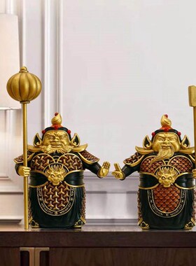新中式摆件哼哈二将门神乔迁新居新房门厅柜玄关办公室装饰品摆设