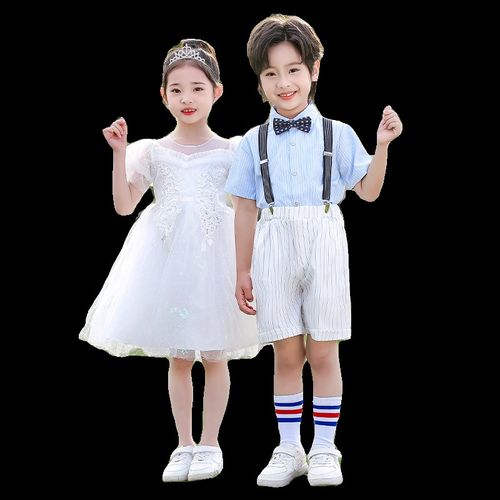 六一儿童合唱演出服女童舞蹈蓬蓬裙礼服男童表演小学生毕业照服装 - 图2