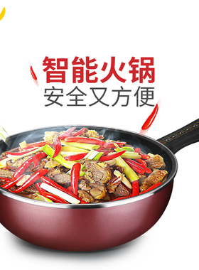 易欣电炒锅多功能电锅电热锅家用电蒸锅宿舍插电炒菜锅一体式火锅