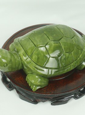 天然玉石乌龟摆件南玉客厅玄关展柜饰品玉龟母子龟雕刻岫玉工艺品