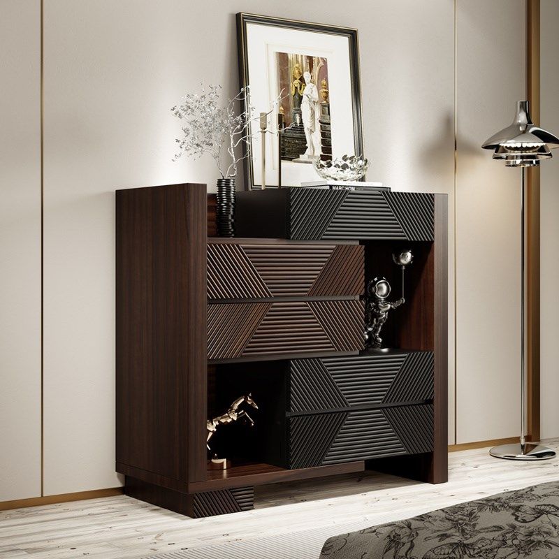 意式轻奢五斗柜中古风胡桃木卧室边柜伸缩可调门厅实木装饰收纳柜,淘宝优惠券,粉丝福利购,淘宝优惠卷