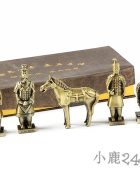 国潮装饰品锌合金属兵马俑工艺品秦朝战马车模型霸气秦始皇帝摆件