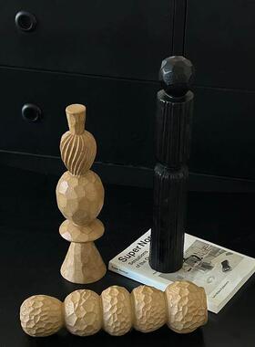 SilentWind中古侘寂风树脂几何艺术摆件组合彷木壁龛拍摄道具雕塑