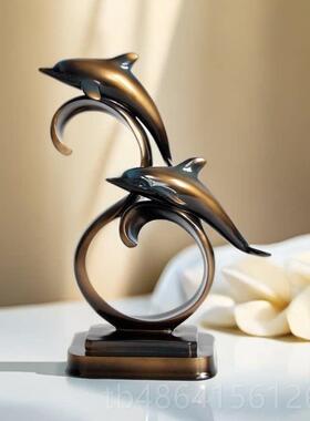 正品新款欧式海豚摆件家装居客视厅电柜酒柜饰品办公室桌创面意工